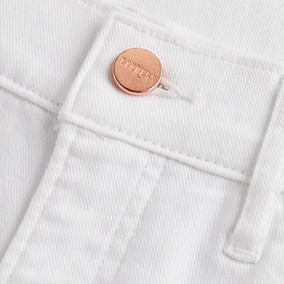 EXPRESS: High Waisted White Ripped Wide Leg Jeans - Picture 5 of 8